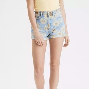 American Eagle Mom Shorts Sunflower Print Hi-Rise